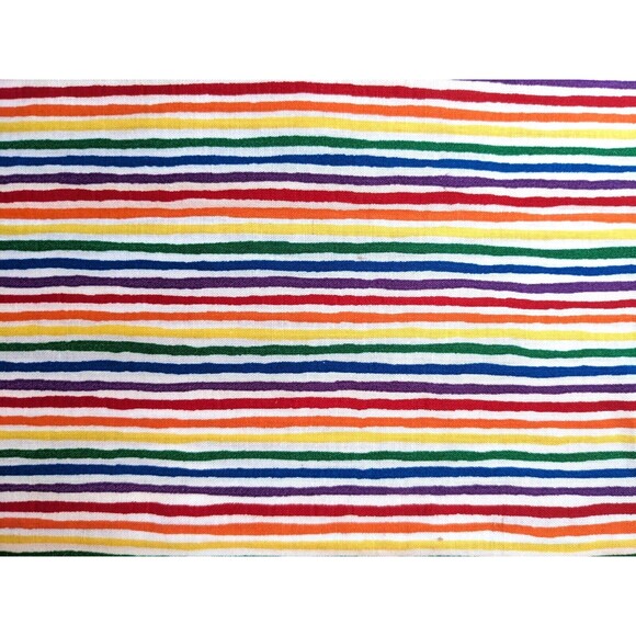 VTG 80's 90's Rainbow Stripes Cotton Fabric Primary Parade P&B Textiles 44" BTY - Picture 2 of 5